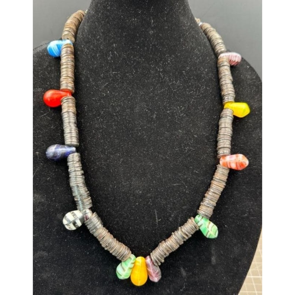 Vintage Glass Trade Bead Iceland Festoon African Mali Necklace READ